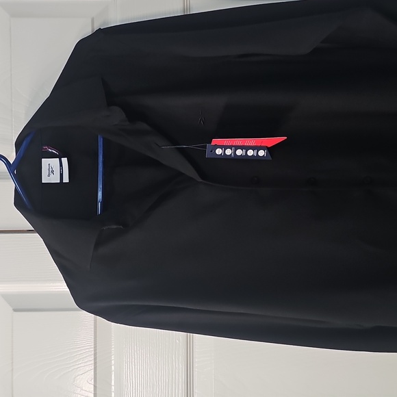 New Reebok Long Sleeve Moisture Wicking Slim Fit Dress Shirt Black Men's Large - Picture 8 of 10